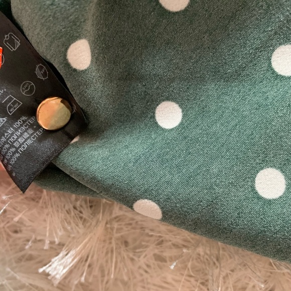 H&M hunter green polka dot long sleeve dress sz 14 - Picture 9 of 9
